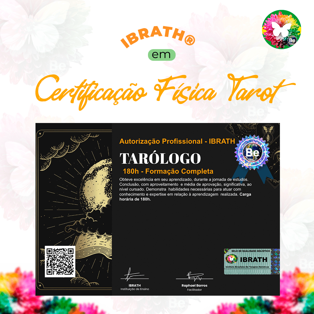 Certificado Físico Tarot / Taro - IBRATH Instituto Brasileiro de Terapias Holísticas certificado físico, Produto Físico, Tarot